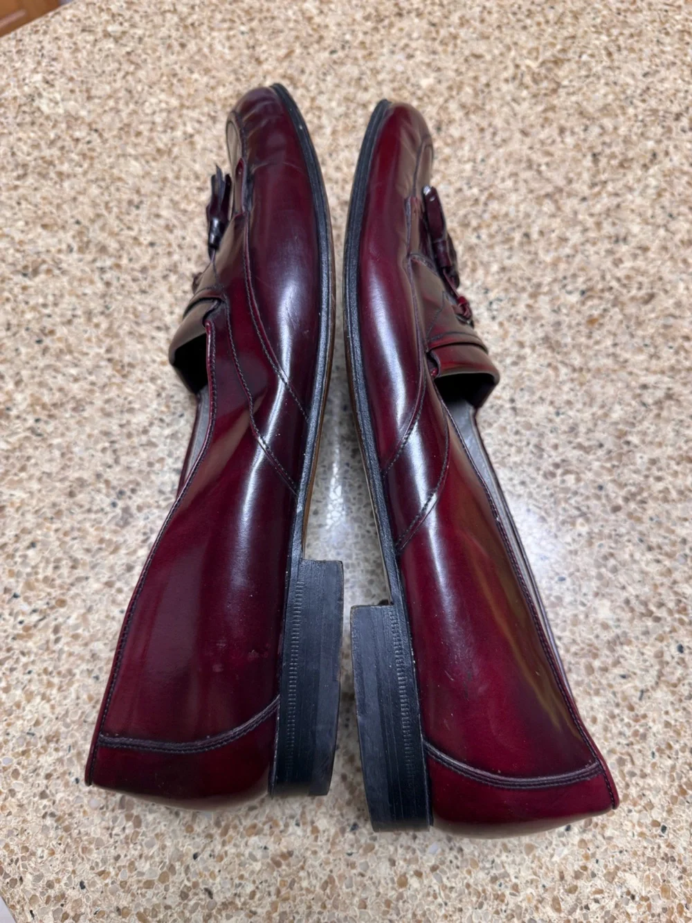 Bruno Magli Vintage Handmade Burgundy Leather Tassel Kiltie Loafers